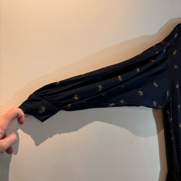 TRISTAN & ISEUT Sz L Vintage Drop  Waist Balloon Sleeves Horse Button Down Dress - Picture 9 of 13